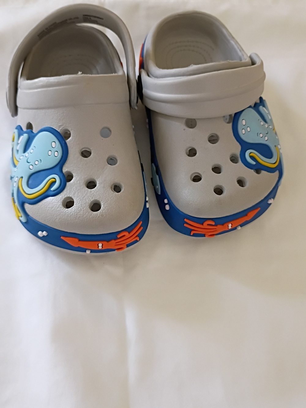 & Other Stories Kids Gray Clog Water Shoes with Blue and Orange Trim